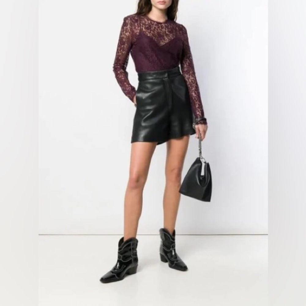 Givenchy long sleeve lace illusion blouse